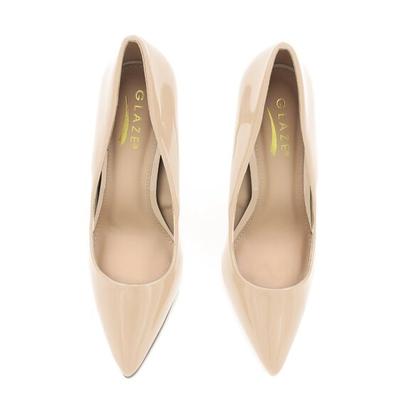 LURNYET NUDE PATENT Women Pointed-Toe Pumps with Stiletto 4 inch Heels - Picture 5 of 5